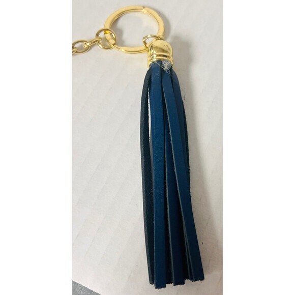 Gold Tone Blue Tassel Rodier Souvenir Keychain Gift Present - Picture 2 of 6